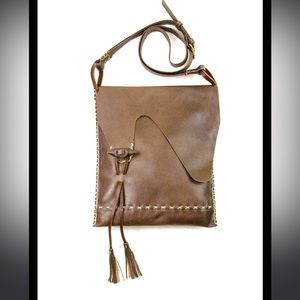 Leader in Leather boho handbag/ computer bag